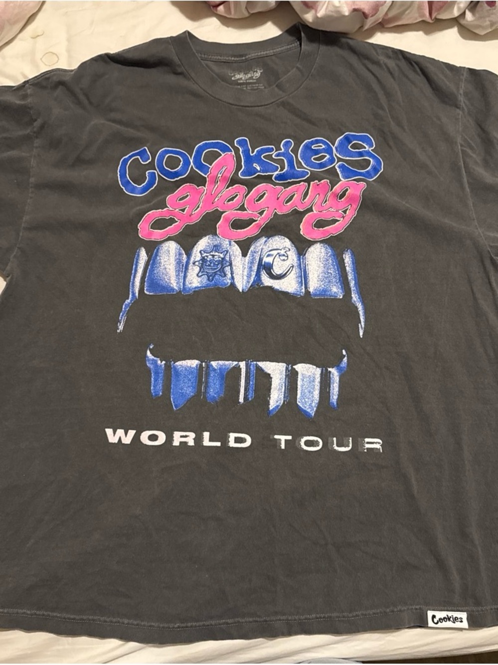 Cookies Glgang Black Graphic Tee - Blue & Pink Print